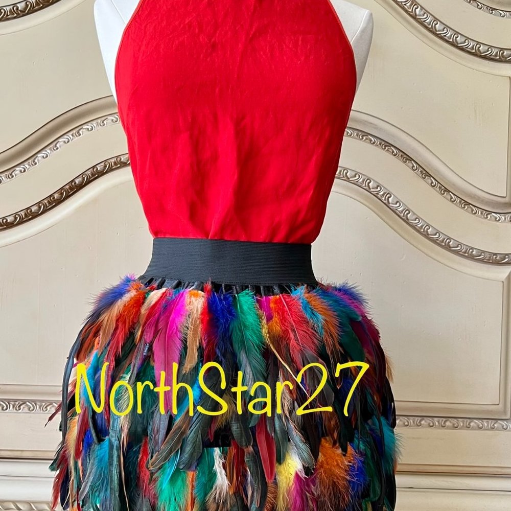 Women Sexy Feather Mini Skirt